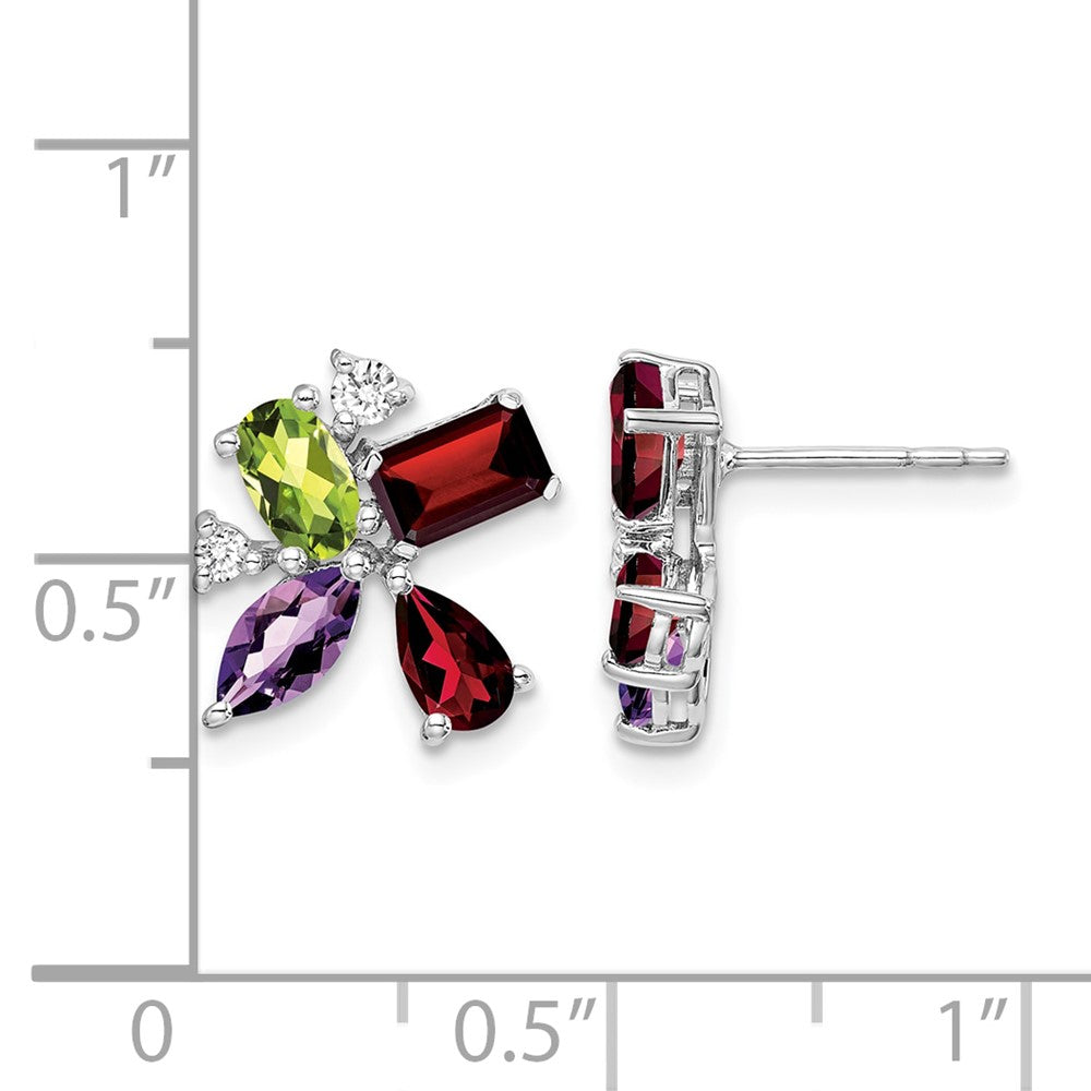 Amethyst/Peridot/Garnet/Diamond Post Earrings - WBC