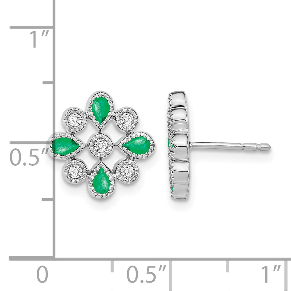 Emerald and Diamond Floral Post Earrings - WBC