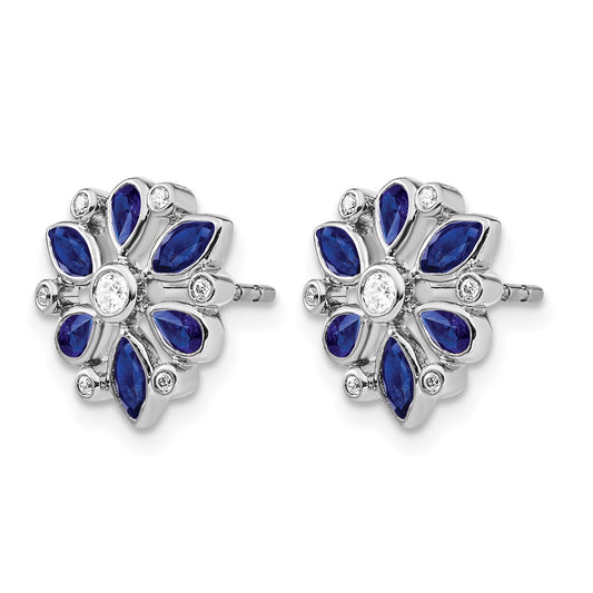 Marquise and Pear Sapphire and Diamond Post Earrings - WBC