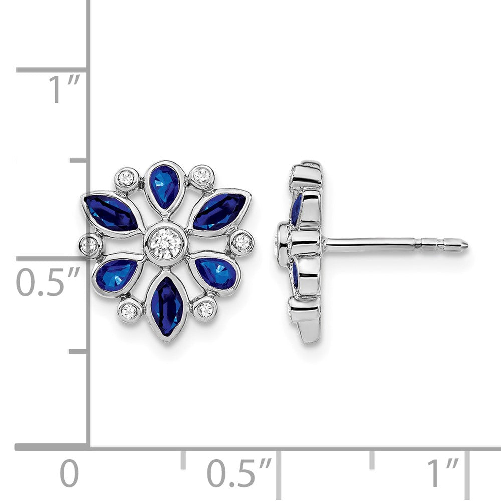 Marquise and Pear Sapphire and Diamond Post Earrings - WBC