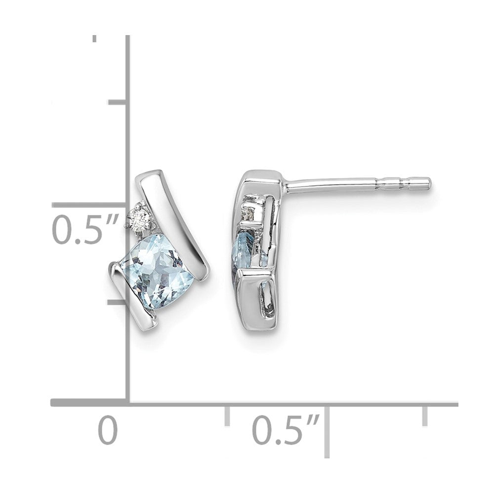 Cushion March/ Aquamarine and Diamond Post Earrings - WBC