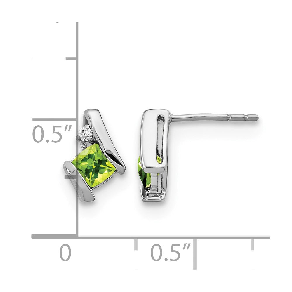Cushion August/Peridot and Diamond Post Earrings - WBC