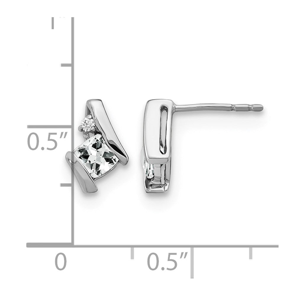 Cushion April/ Topaz and Diamond Post Earrings - WBC