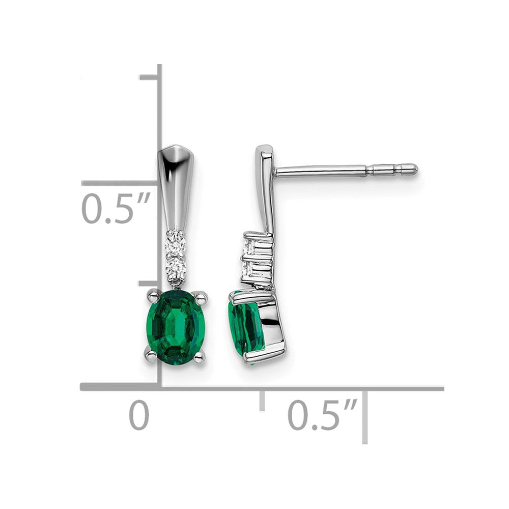 5x3 Oval May/Lab Created Emerald and Diamond Dangle Post Earrings - WBC