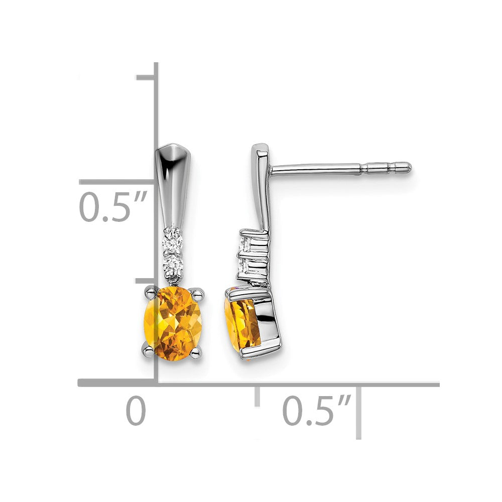 5x3 Oval November/Citrine and Diamond Dangle Post Earrings - WBC