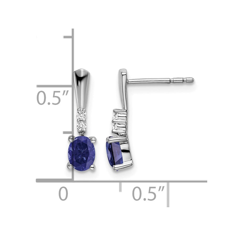 5x3 Oval September/Lab Created Sapphire and Diamond Dangle Post Earrings - WBC