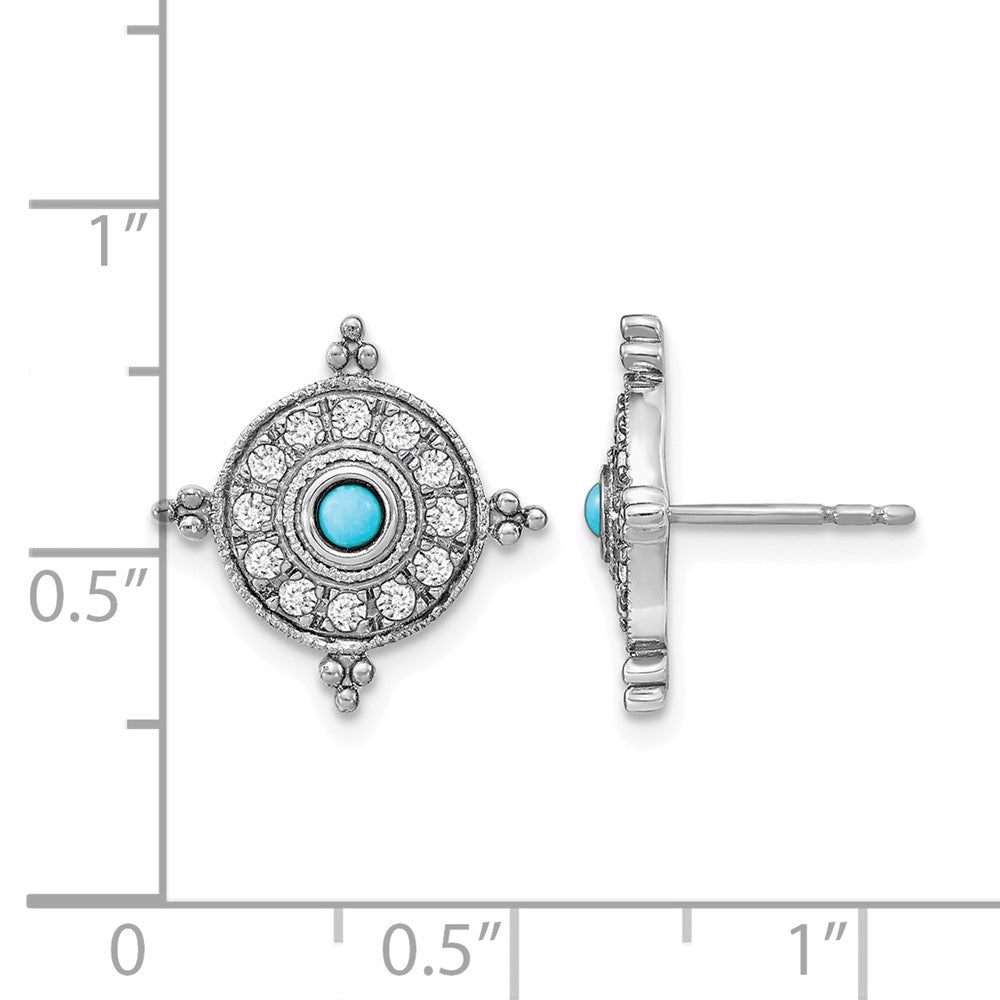 Turquoise and Topaz Shield Post Earrings - WBC