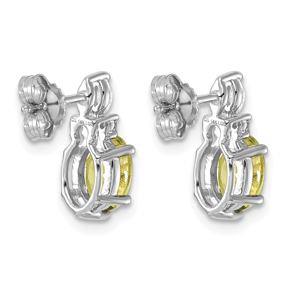Diamond and 7x5 Oval August/Peridot Post Earrings - WBC