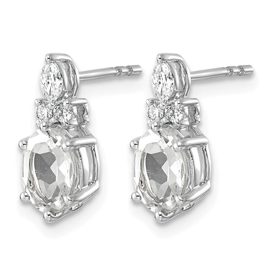 Diamond and 7x5 Oval April/ Topaz Post Earrings - WBC
