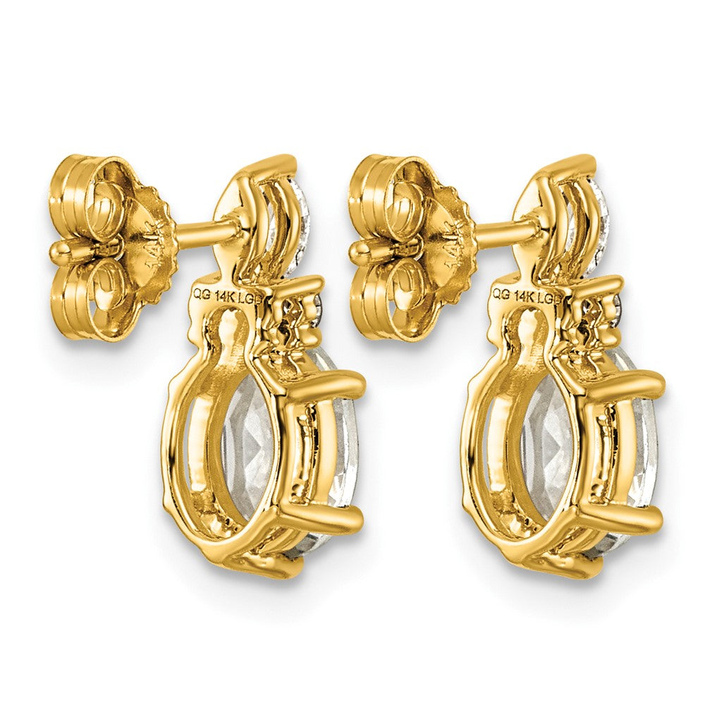 Diamond and 7x5 Oval April/ Topaz Post Earrings - WBC