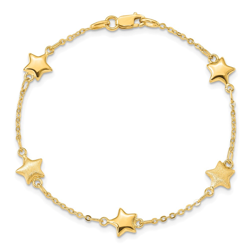Brushed and Polished Puffed Stars 5-Station Bracelet - WBC