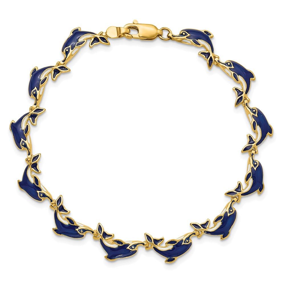 Blue Enameled Dolphin Bracelet - WBC