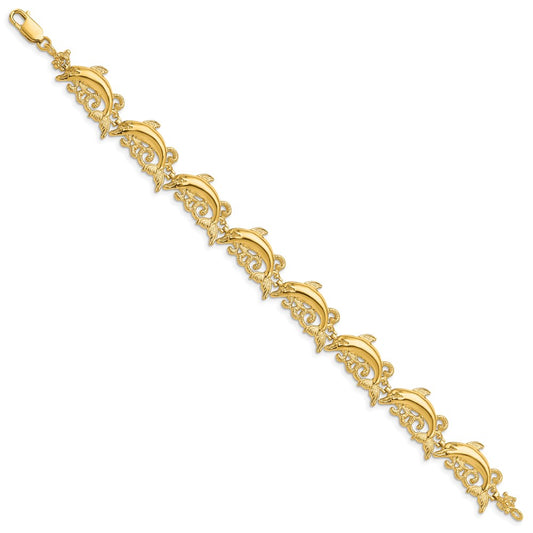 Polished Dolphin and Waves Bracelet - WBC