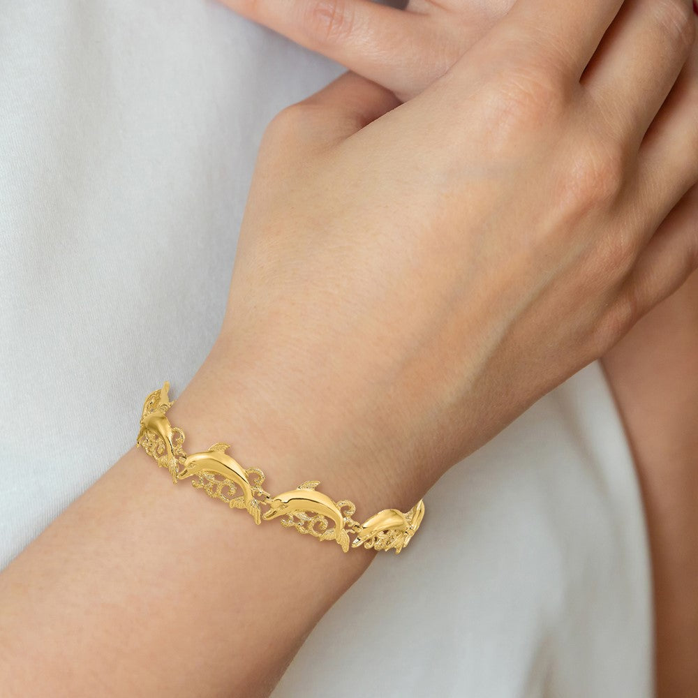 Polished Dolphin and Waves Bracelet - WBC