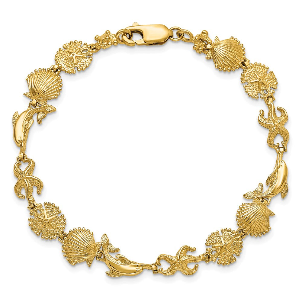 Polished Dolphin and Sea Shells Bracelet - WBC
