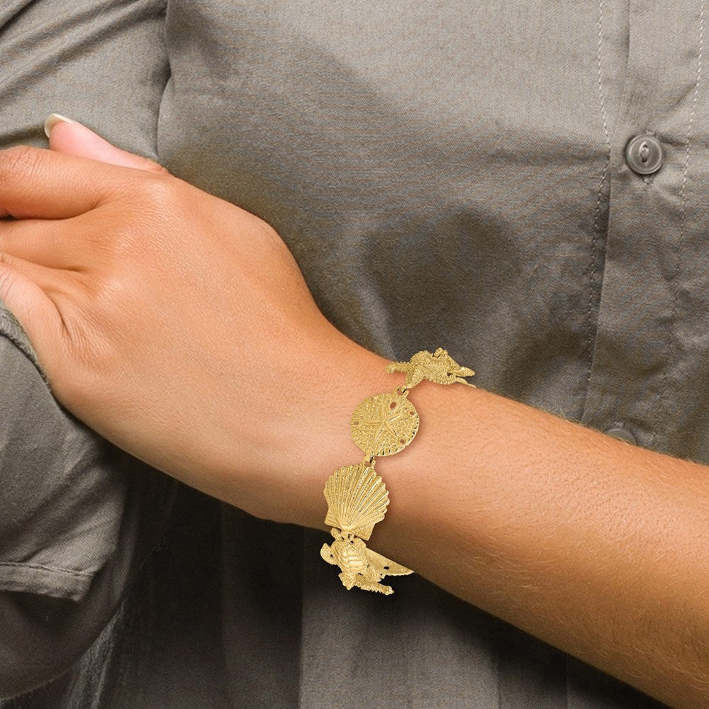 Polished Sand Dollar/Starfish/Turtle Link Bracelet - WBC
