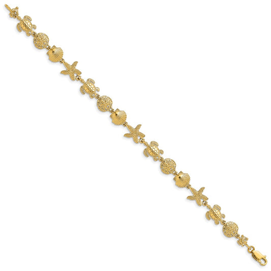 Polished Turtle/Sand Dollar/Shell/Starfish Link Bracelet - WBC