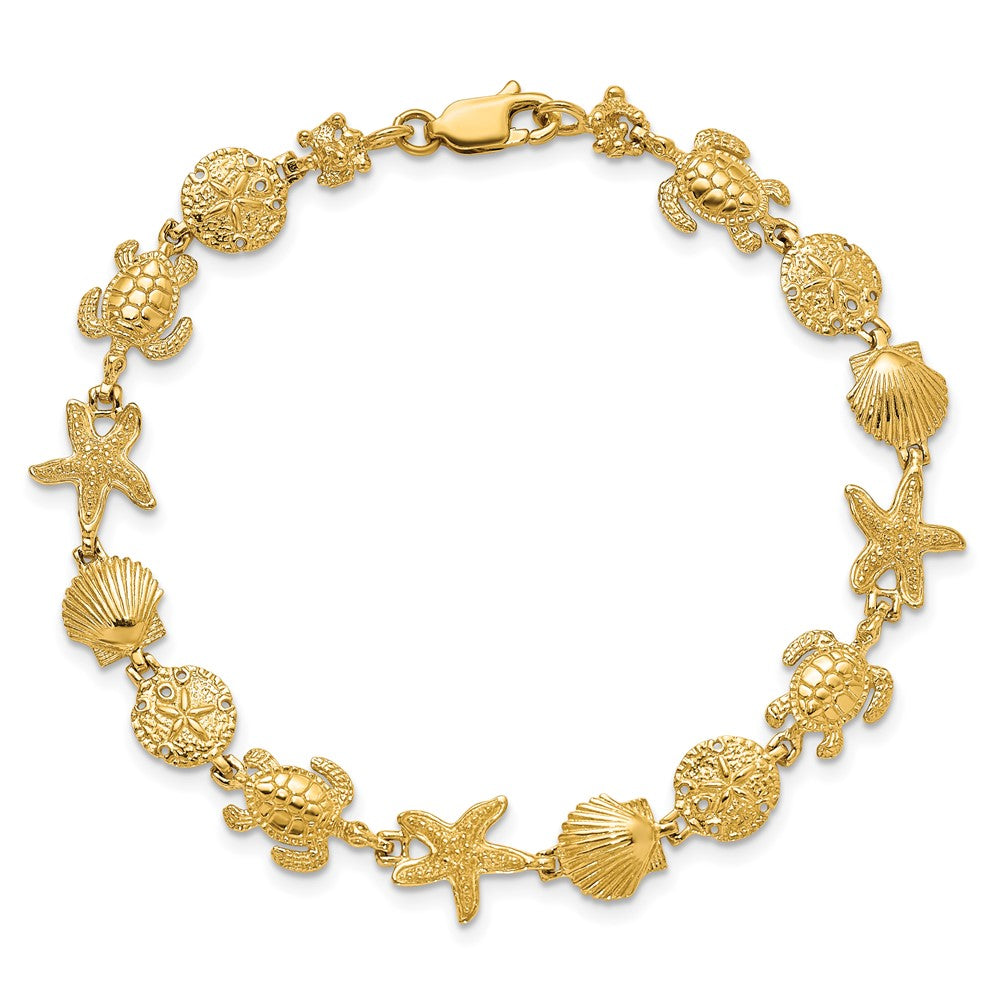 Polished Turtle/Sand Dollar/Shell/Starfish Link Bracelet - WBC