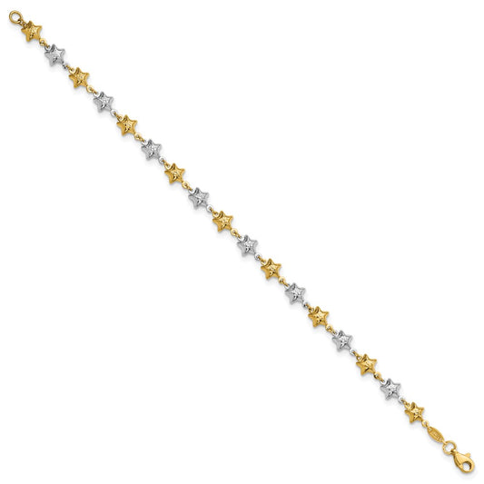 Two-tone Textured Puffed Stars Bracelet - WBC