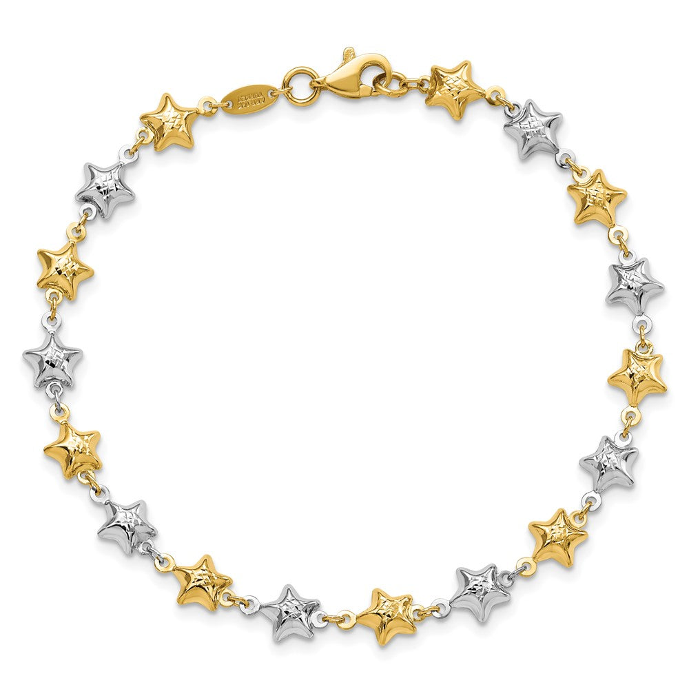 Two-tone Textured Puffed Stars Bracelet - WBC