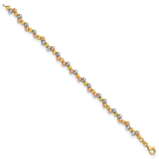 Tri Color Polished and D/C Beaded Bracelet - WBC