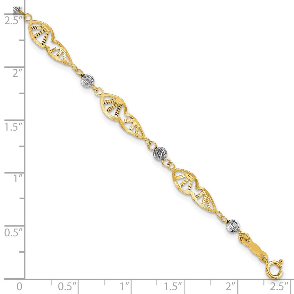 Two Tone Fancy Link Diamond-Cut Bracelet - WBC