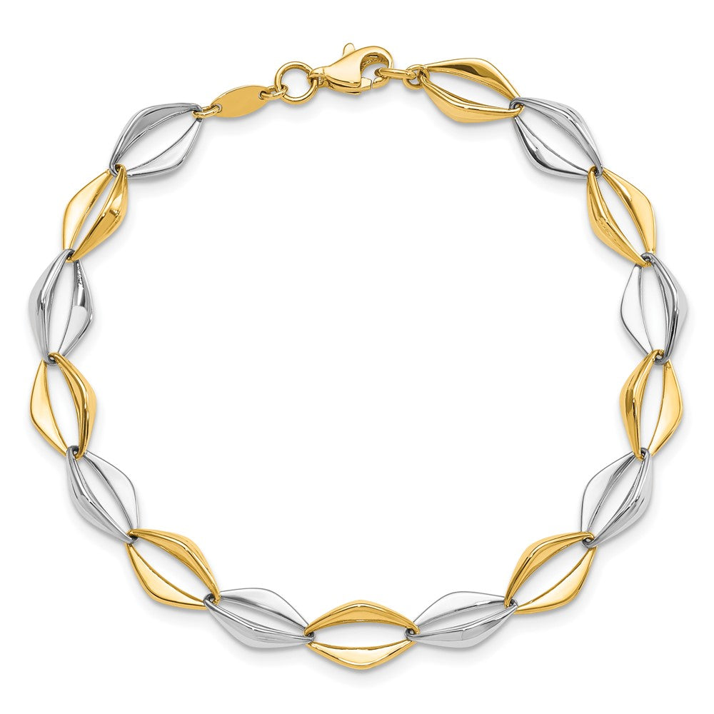 Two-tone Polished Fancy Link 7.5in Bracelet - WBC
