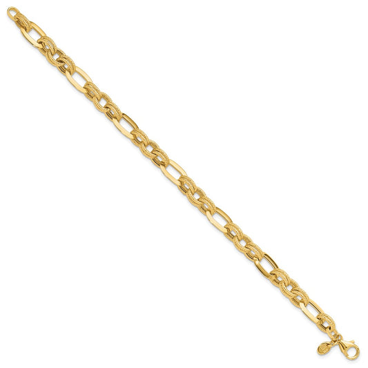 Polished and Textured Fancy Link Bracelet - WBC