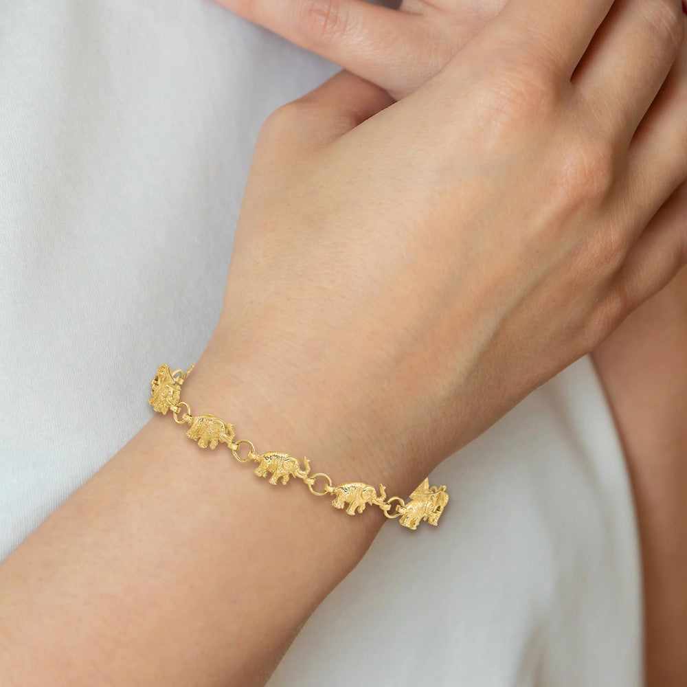 Polished and Textured Elephant Bracelet - WBC