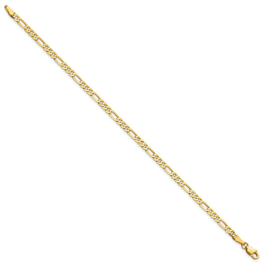 Children's 14K Solid Gold Flat Figaro with Lobster Clasp Bracelet, 3mm