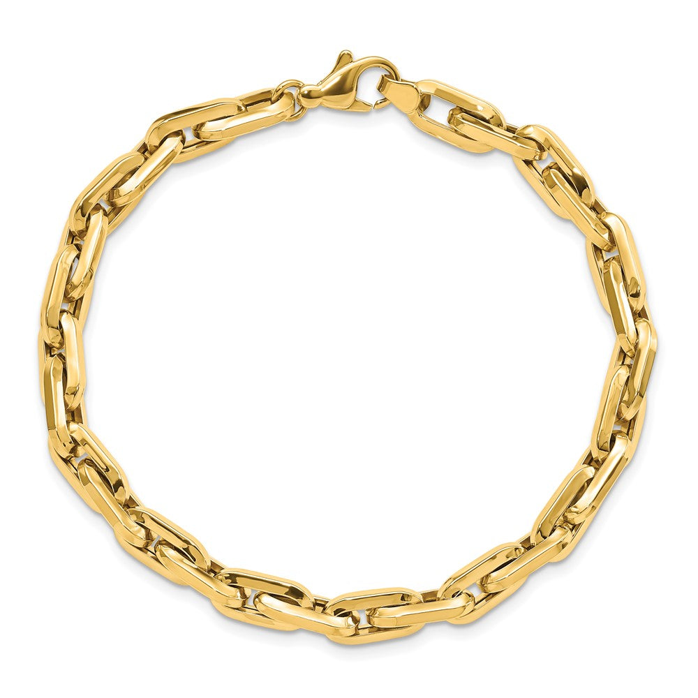 Polished Fancy Long Cable Link Mens Bracelet - WBC