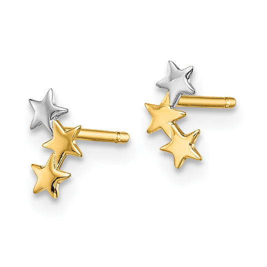 and Rhodium Madi K 3-Star Childrens Post Earrings - WBC