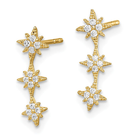 Madi K CZ Star Drop Bar Dangle Childrens Post Earrings - WBC