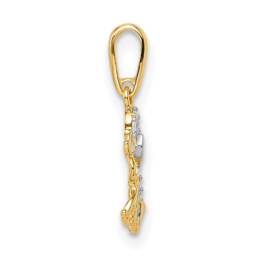 and Rhodium Madi K CZ Dog and Puppy Childrens Pendant - WBC