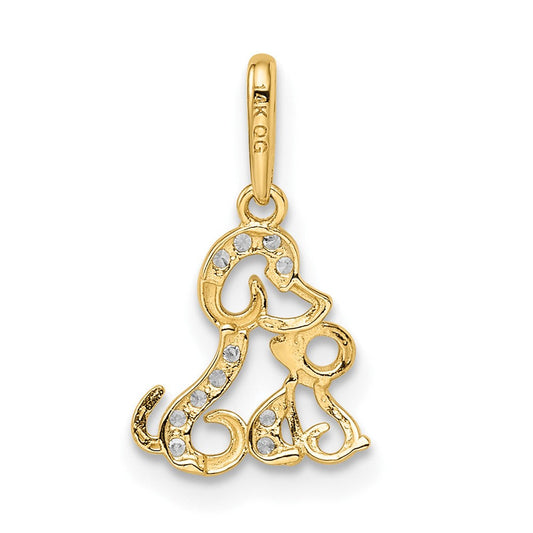 Children's 14K Gold Madi K Dog & Puppy Pendant, Rhodium-Plated, 9mm
