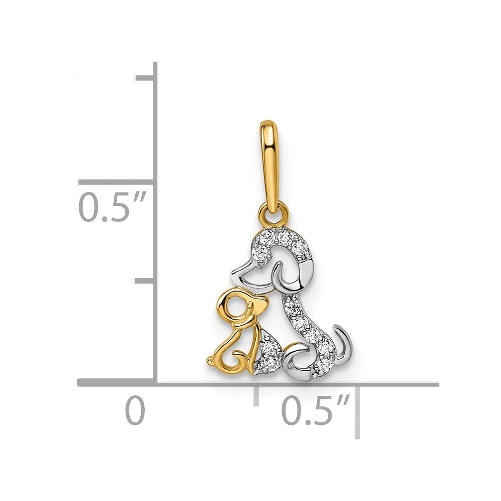 and Rhodium Madi K CZ Dog and Puppy Childrens Pendant - WBC