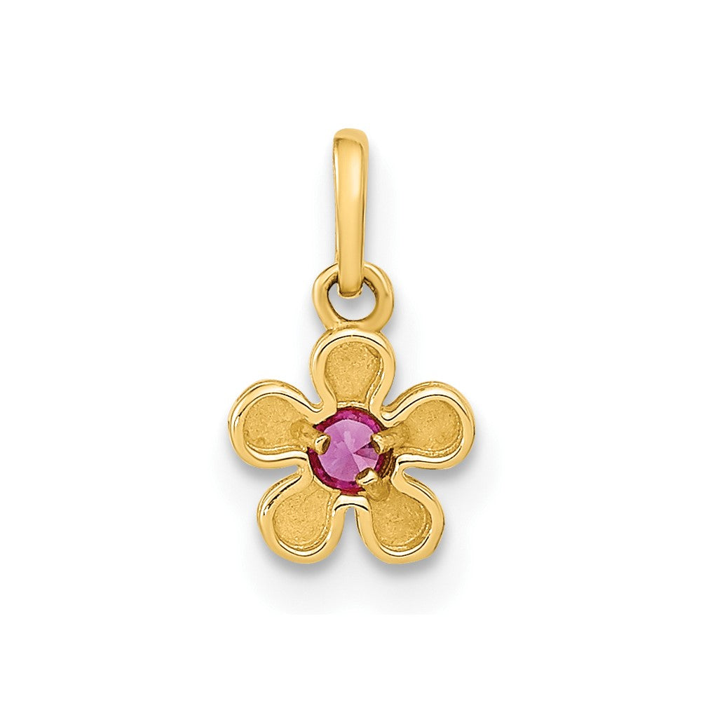 Madi K Polished CZ Flower Post Earrings and Flower Pendant Childrens Set - WBC