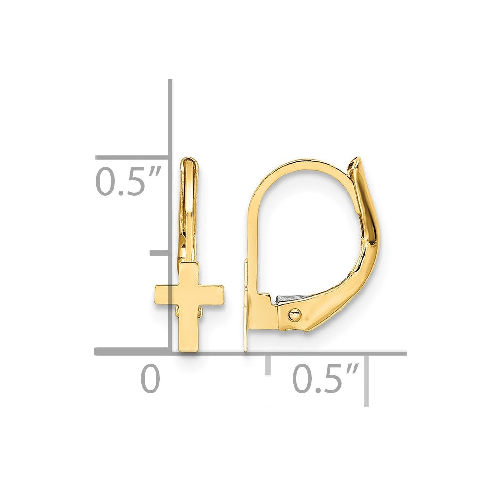 Madi K Polished Cross Childrens Leverback Earrings - WBC