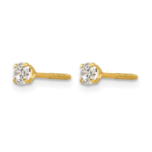 Madi K Round Zircon Birthstone Screwback Post Earrings - WBC
