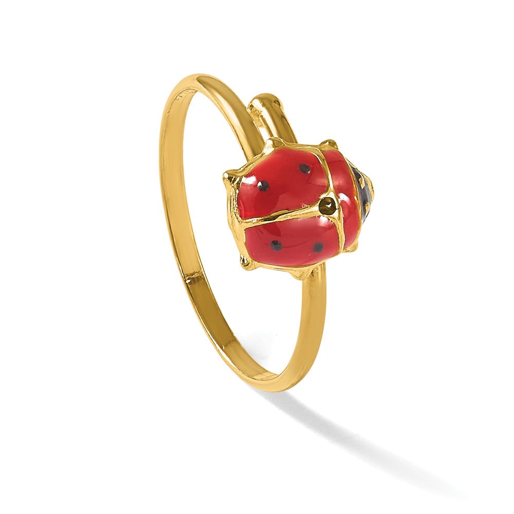 Polished Enameled Madi K Ladybug Adjustable Ring - WBC