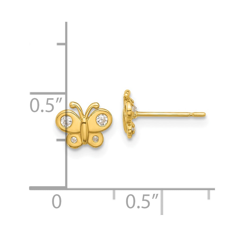 Madi K Polished CZ Butterfly Childrens Post Earrings - WBC
