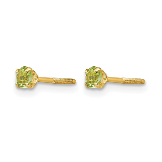 Madi K Round Peridot Birthstone Screwback Post Earrings - WBC
