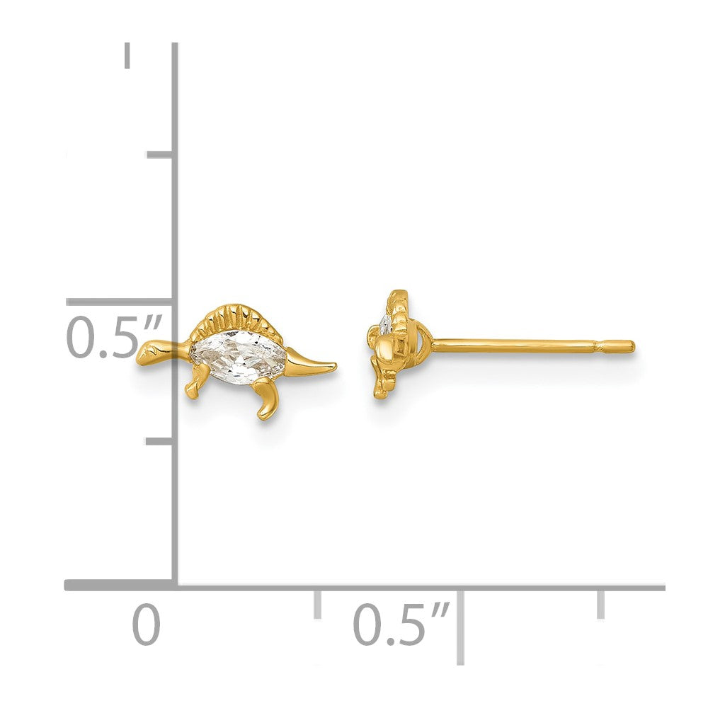 Madi K Polished and Grooved CZ Stegosaurus Childrens Post Earrings - WBC