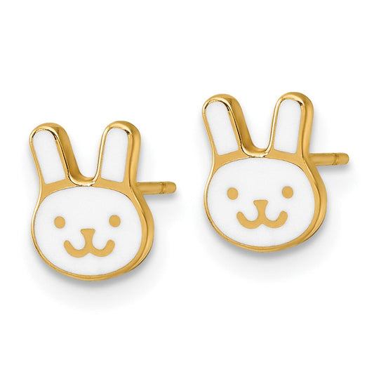 Madi K Children's 14K Gold Polished Enamel Bunny Face Stud Earrings, 6.5mm