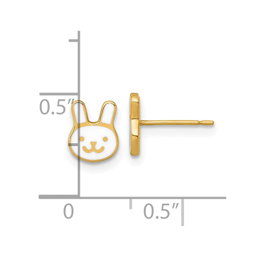 Madi K Polished Enameled Bunny Face Childrens Post Earrings - WBC