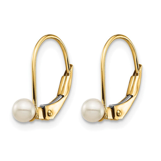 Madi K 14K Gold 3mm Round Freshwater Cultured Pearl Leverback Earrings