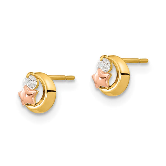 and Madi K CZ Moon and Star Childrens Post Earrings - WBC