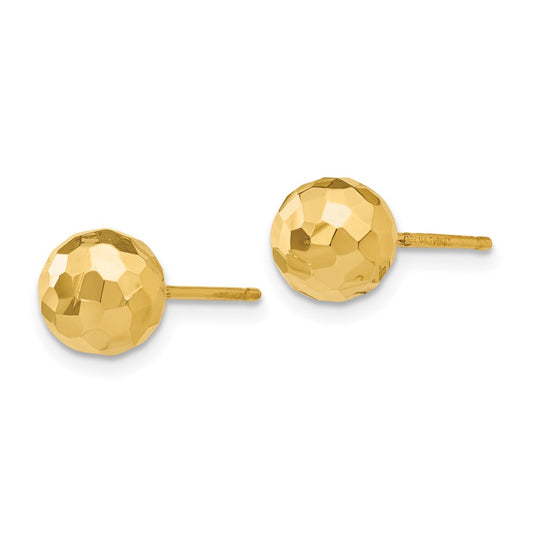 Faceted Diamond-cut Puffed Ball Post Earrings - WBC