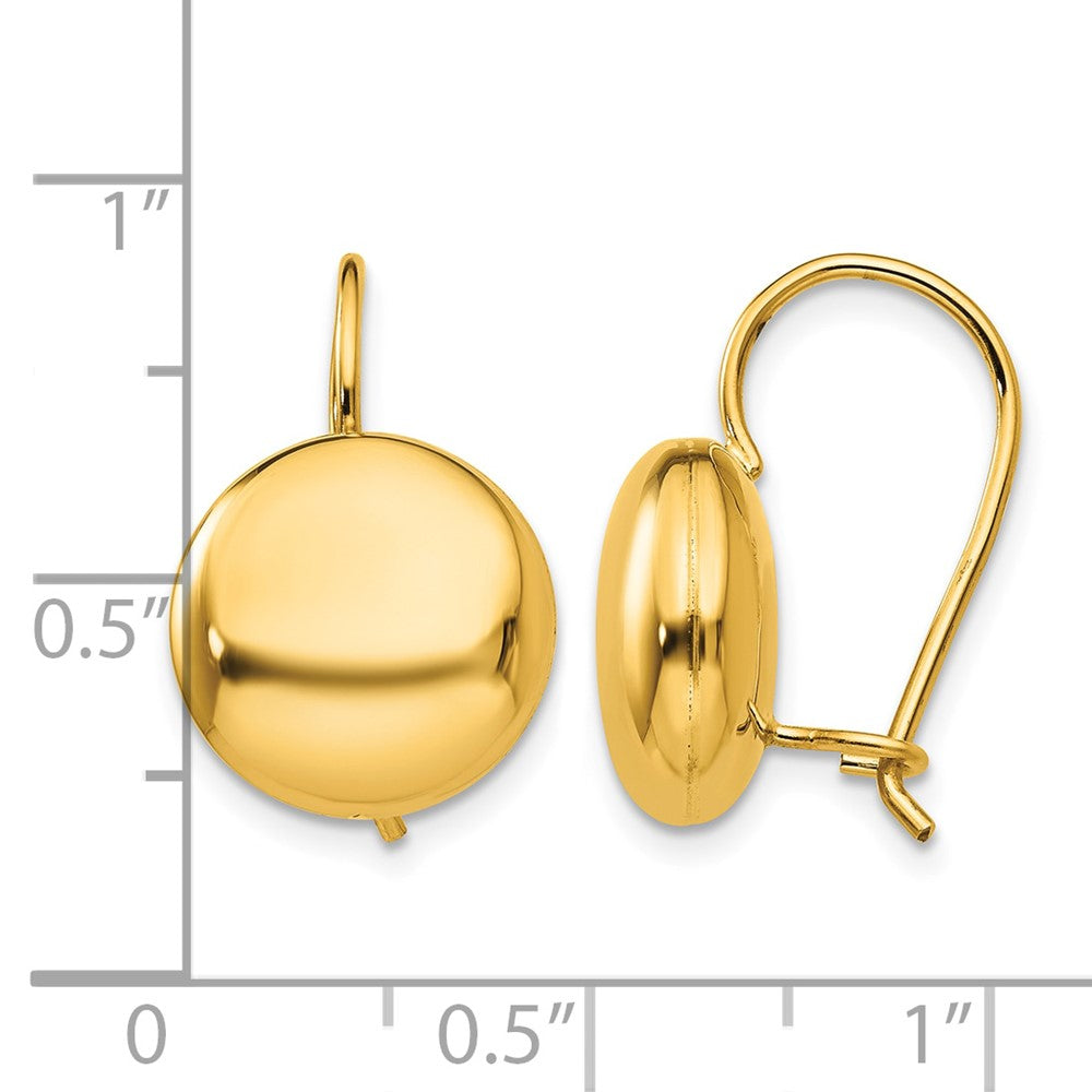 Polished Button Kidney Wire Earrings - WBC