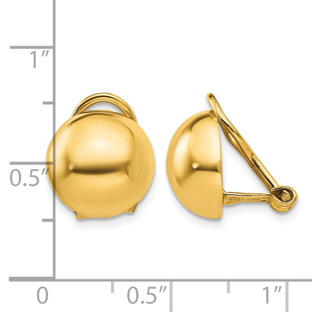 Polished Half Ball Omega Back Non-pierced Earrings - WBC